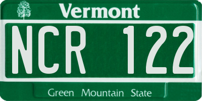 VT license plate NCR122