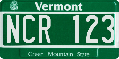 VT license plate NCR123