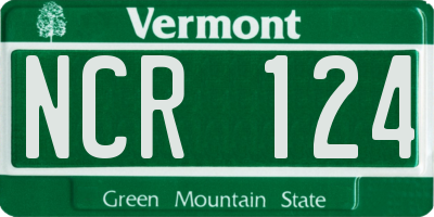 VT license plate NCR124