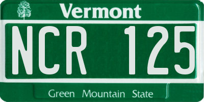 VT license plate NCR125