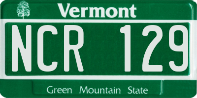 VT license plate NCR129