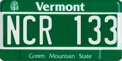 VT license plate NCR133