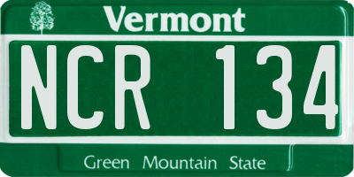 VT license plate NCR134