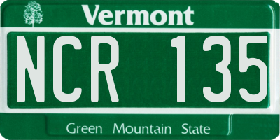 VT license plate NCR135