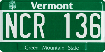 VT license plate NCR136