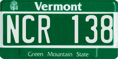 VT license plate NCR138