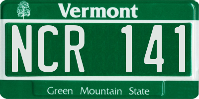VT license plate NCR141
