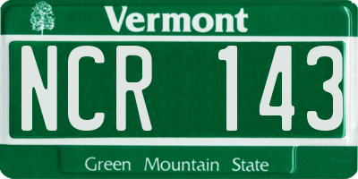 VT license plate NCR143