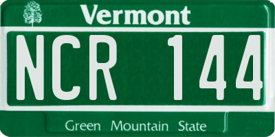 VT license plate NCR144