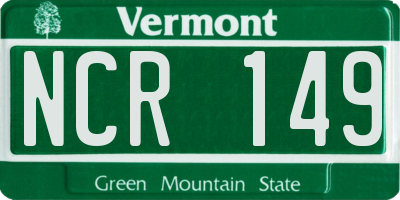 VT license plate NCR149