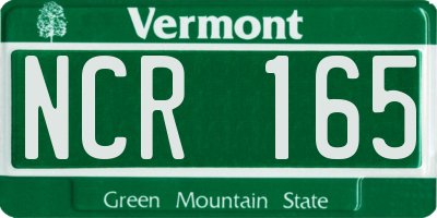 VT license plate NCR165