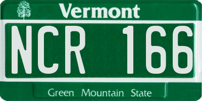 VT license plate NCR166