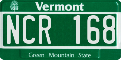 VT license plate NCR168