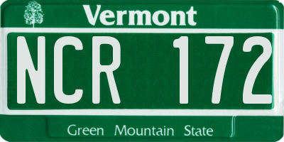 VT license plate NCR172