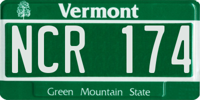 VT license plate NCR174