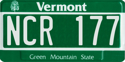 VT license plate NCR177