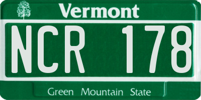 VT license plate NCR178