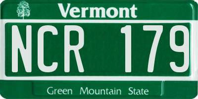 VT license plate NCR179
