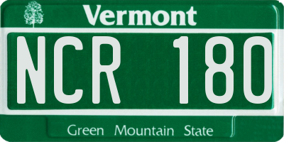 VT license plate NCR180