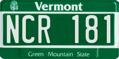 VT license plate NCR181