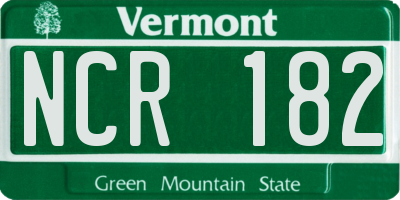 VT license plate NCR182