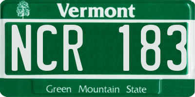 VT license plate NCR183