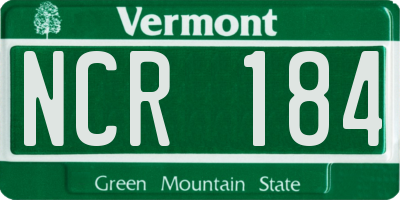 VT license plate NCR184
