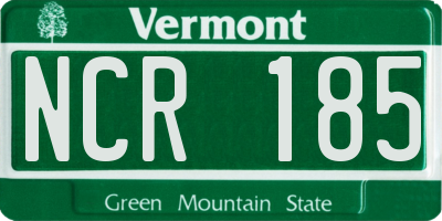 VT license plate NCR185