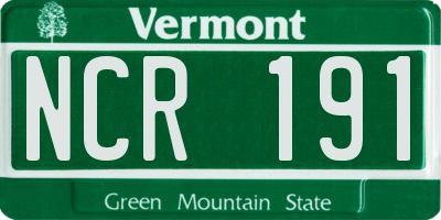 VT license plate NCR191