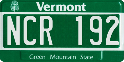 VT license plate NCR192
