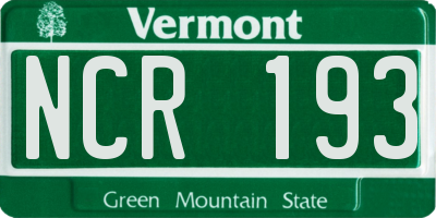 VT license plate NCR193