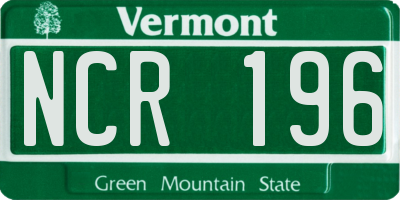 VT license plate NCR196