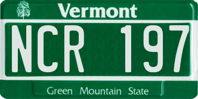 VT license plate NCR197