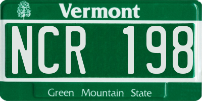 VT license plate NCR198