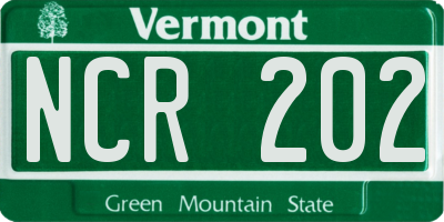 VT license plate NCR202