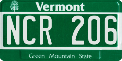 VT license plate NCR206
