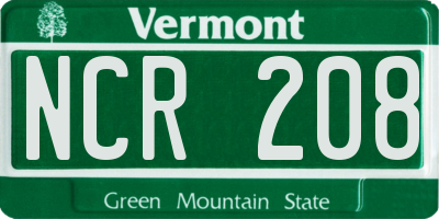 VT license plate NCR208