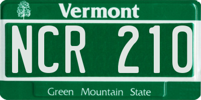 VT license plate NCR210