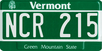 VT license plate NCR215