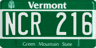 VT license plate NCR216