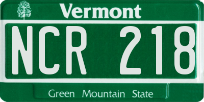 VT license plate NCR218