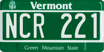 VT license plate NCR221