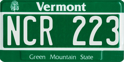 VT license plate NCR223