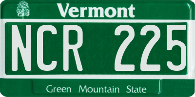 VT license plate NCR225