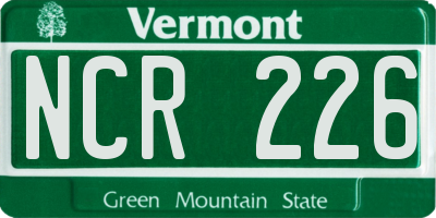 VT license plate NCR226