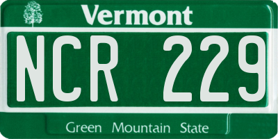 VT license plate NCR229