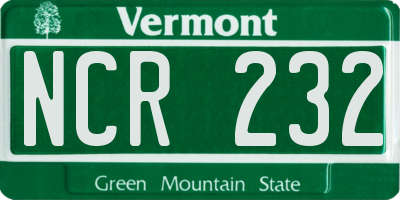 VT license plate NCR232