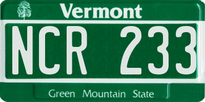 VT license plate NCR233