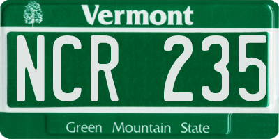 VT license plate NCR235