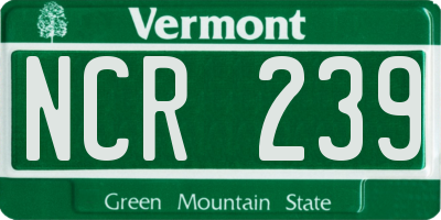 VT license plate NCR239